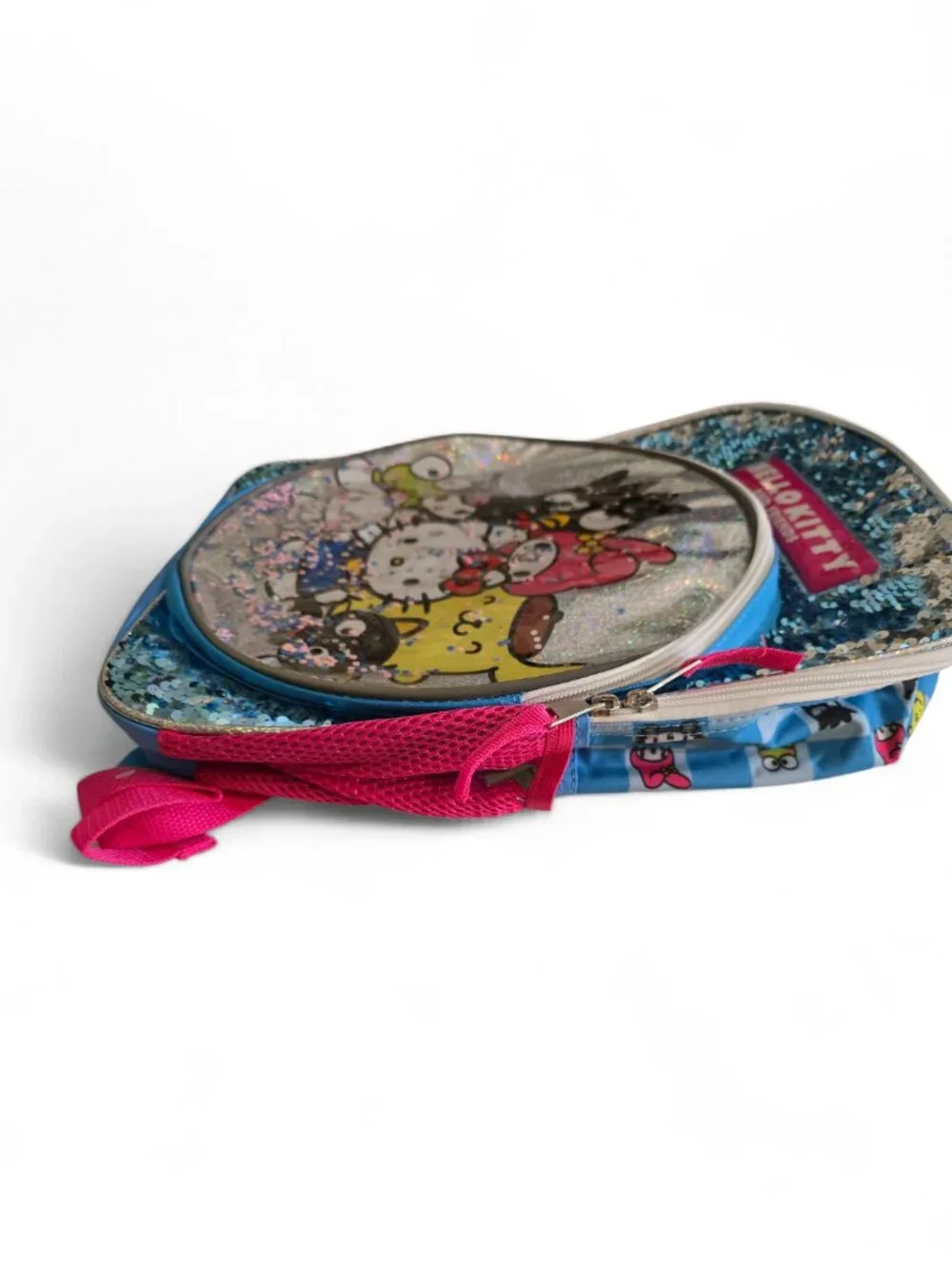 Hello Kitty Friends Sequin Mini Backpack Glitter Sanrio Kids Bag NWT Pom Pom